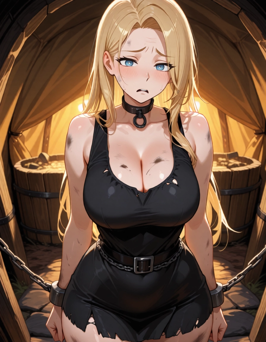 1girl, breasts, blonde hair, blue eyes, large breasts, dress · Yamete.gg