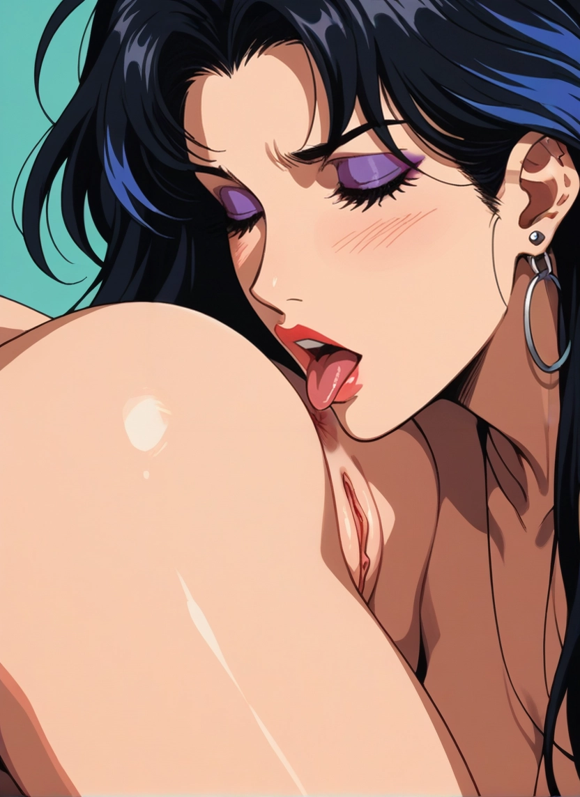 2girls, multiple girls, yuri, jewelry, earrings, tongue · Yamete.gg
