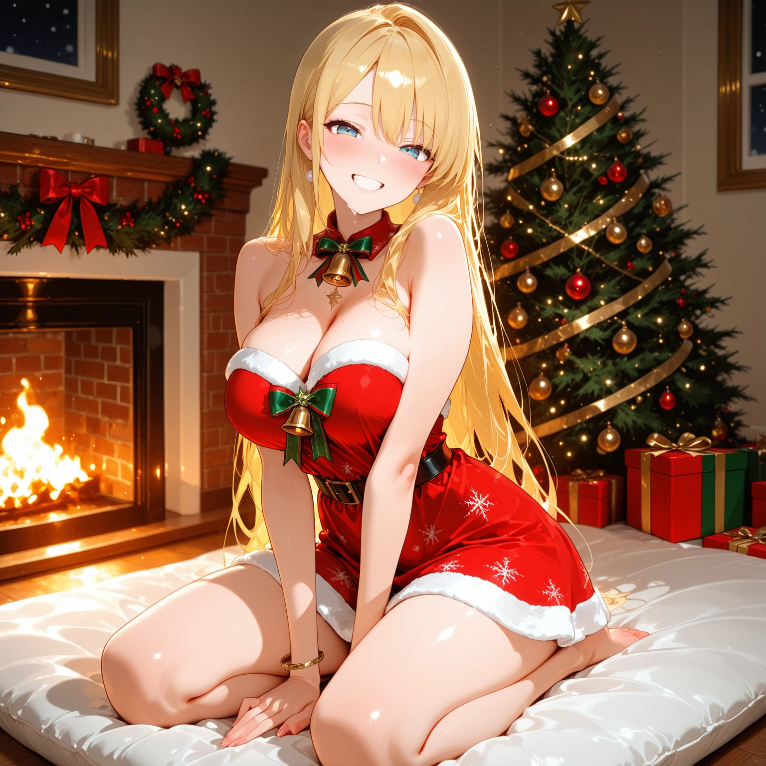 breasts, 1girl, long hair, blonde hair, smile, jewelry · Yamete.gg