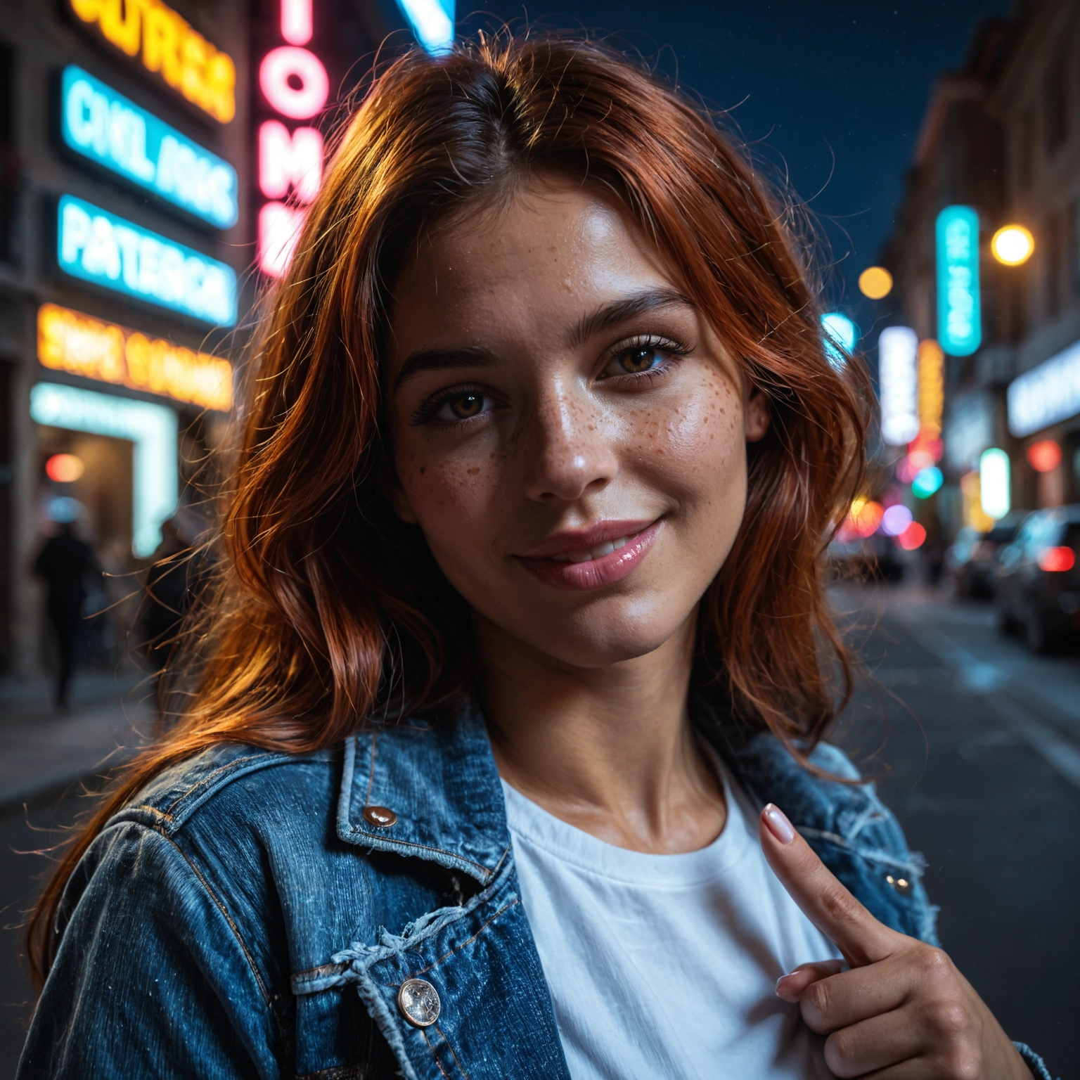 1girl, denim jacket, denim, realistic, brown hair, jacket · Yamete.gg