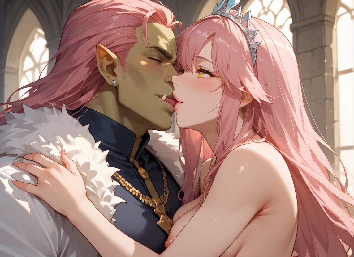 1girl, 1boy, pink hair, breasts, long hair, hetero · Yamete.gg