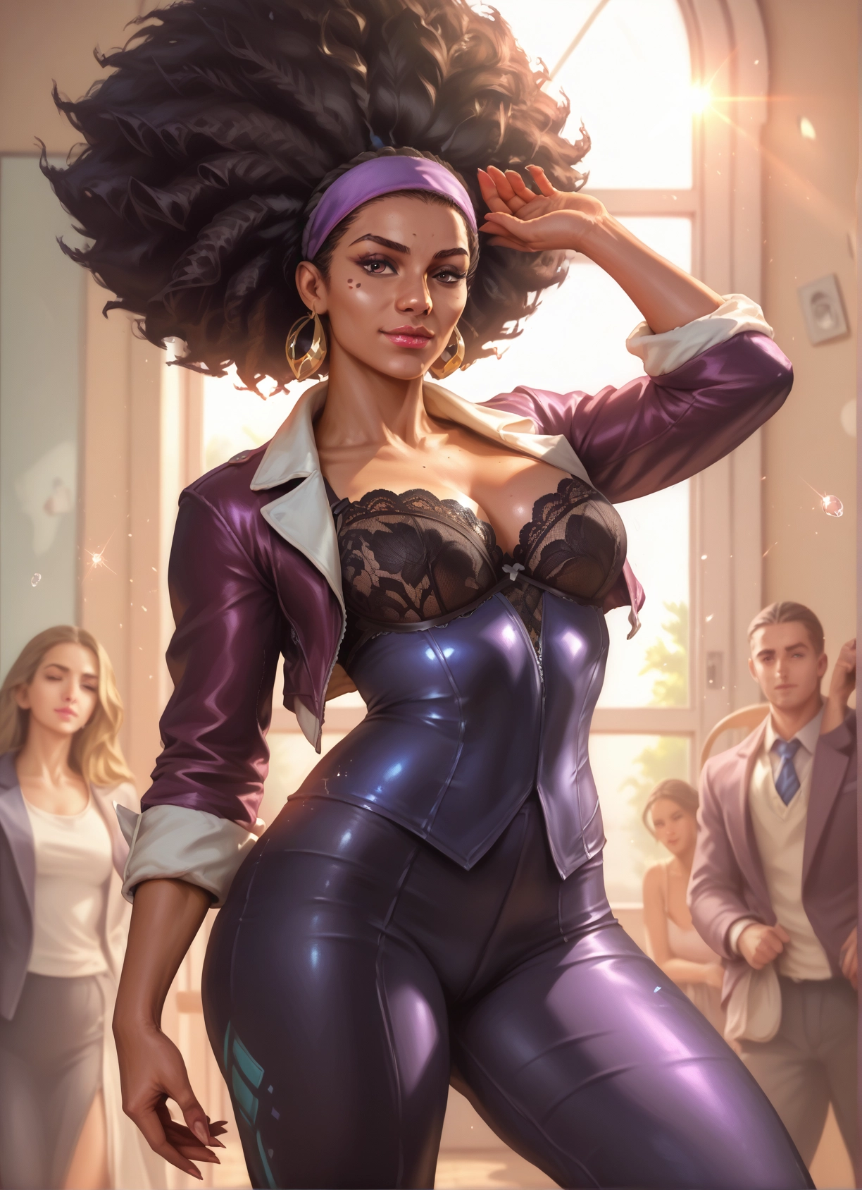 breasts, underwear, jewelry, bra, earrings, multiple girls · Yamete.gg