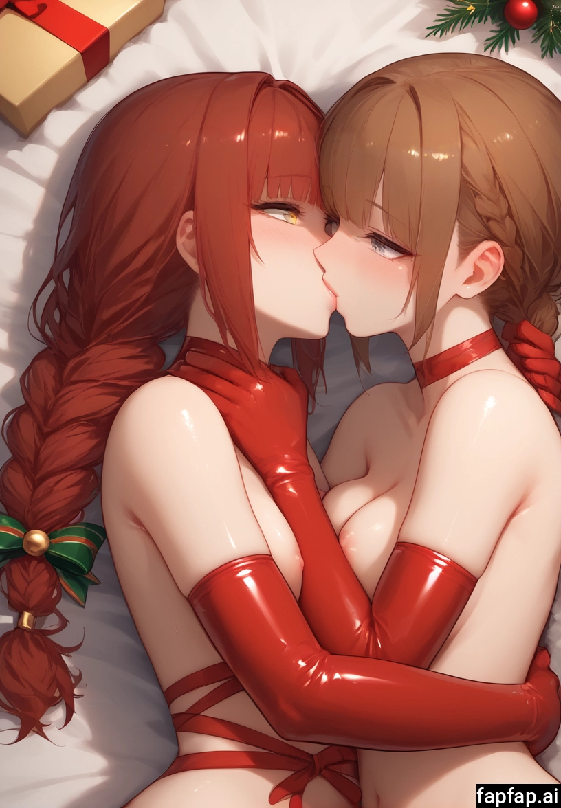multiple girls, breasts, yuri, 2girls, gloves, braid · Yamete.gg