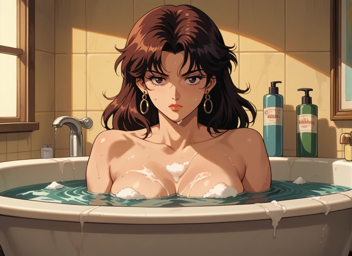 1girl, solo, earrings, jewelry, breasts, hoop earrings · Yamete.gg