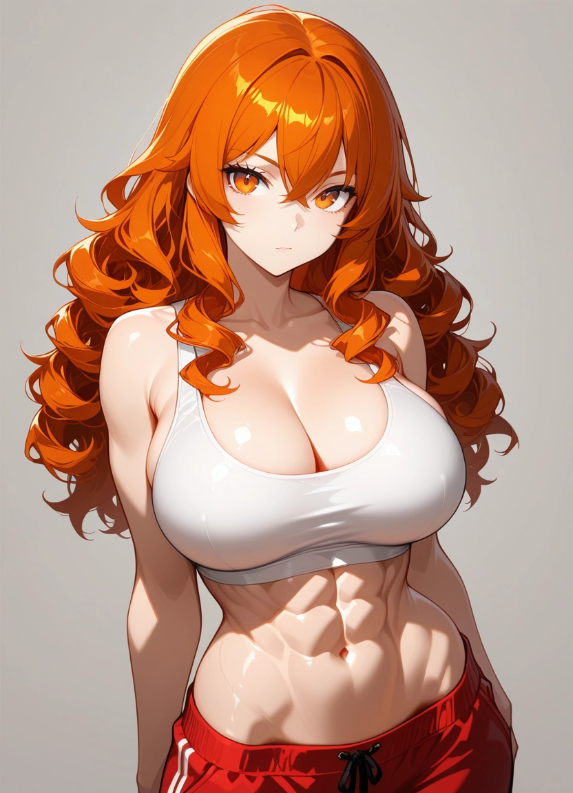 1girl, breasts, solo, navel, abs, long hair