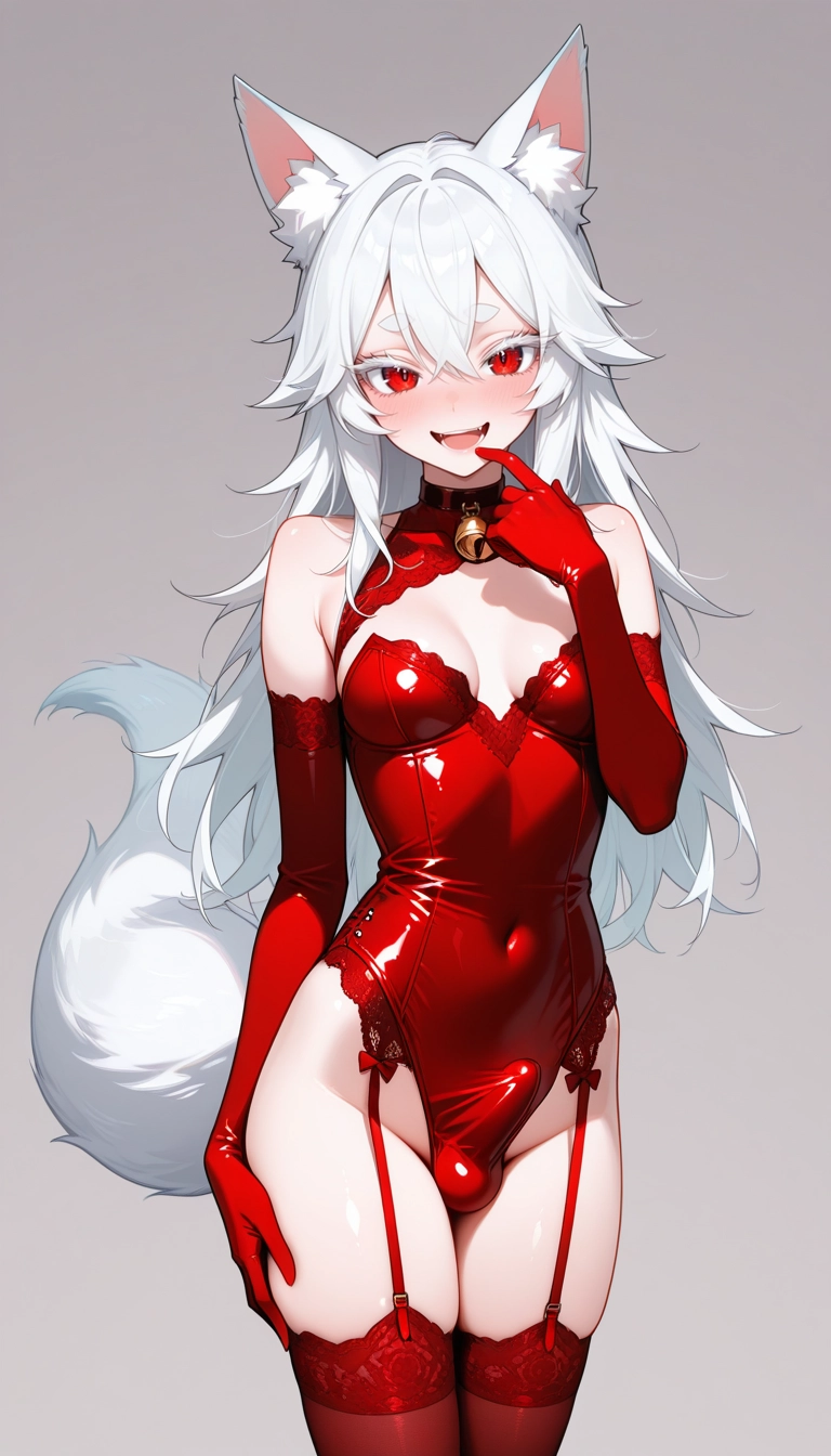red thighhighs, gloves, solo, thighhighs, animal ears, 1girl