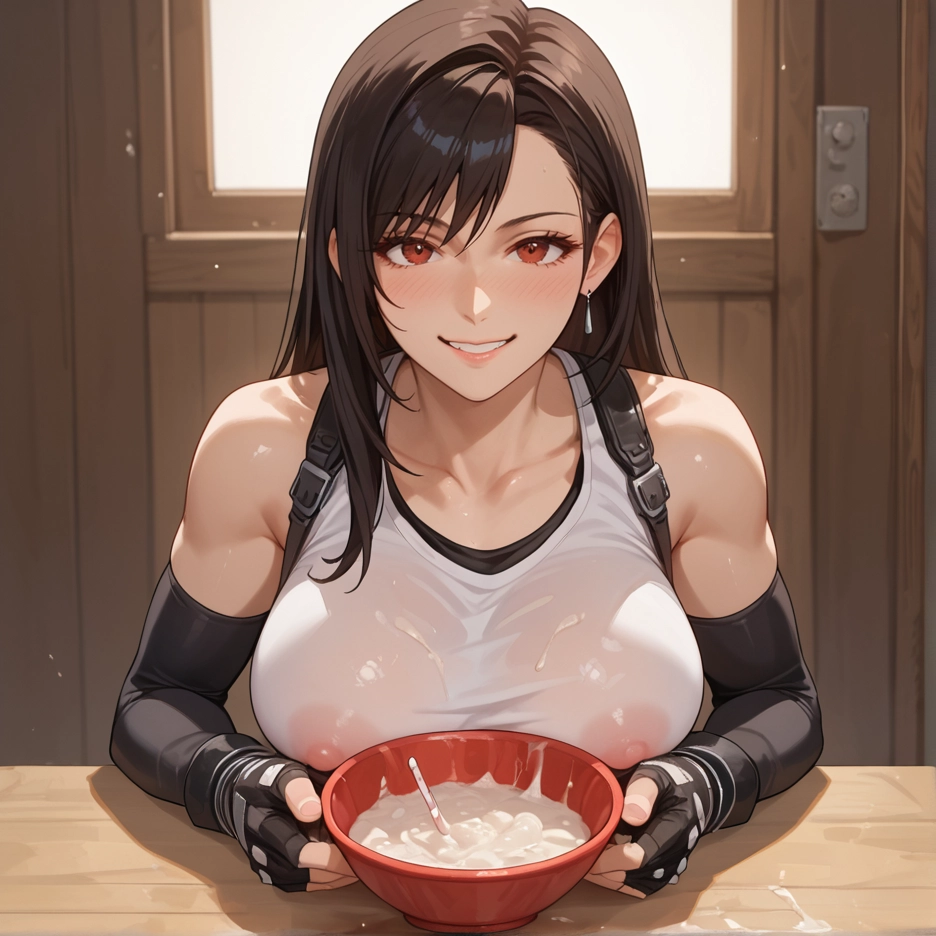 1girl, breasts, gloves, smile, large breasts, fingerless gloves · Yamete.gg