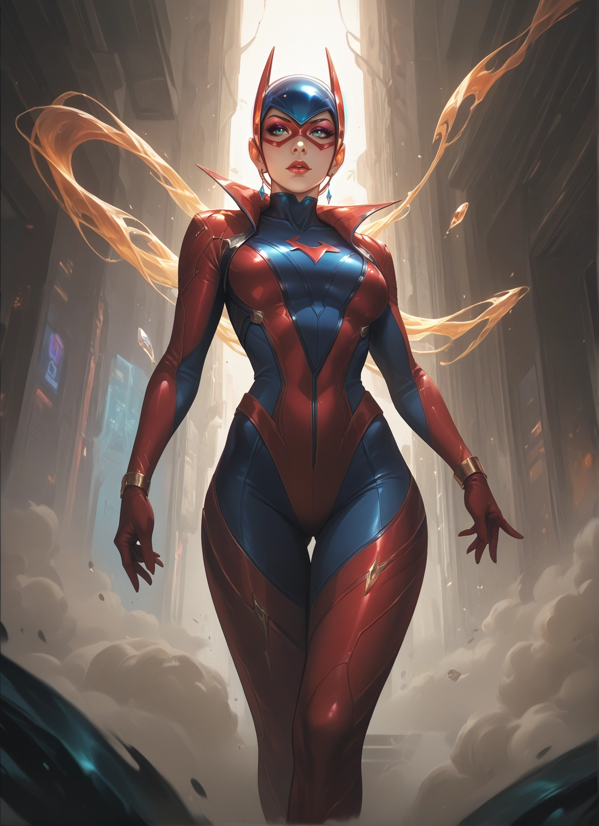 1girl, bodysuit, solo, breasts, jewelry, mask · Yamete.gg