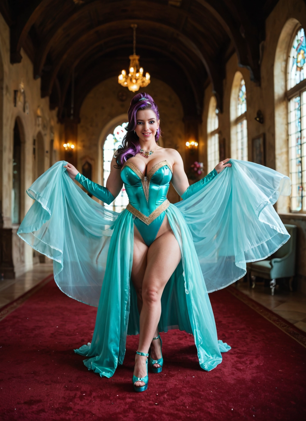 1girl, breasts, solo, cleavage, jewelry, leotard · Yamete.gg