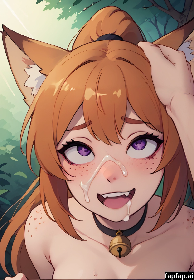 1girl, freckles, bell, animal ears, open mouth, purple eyes · Yamete.gg