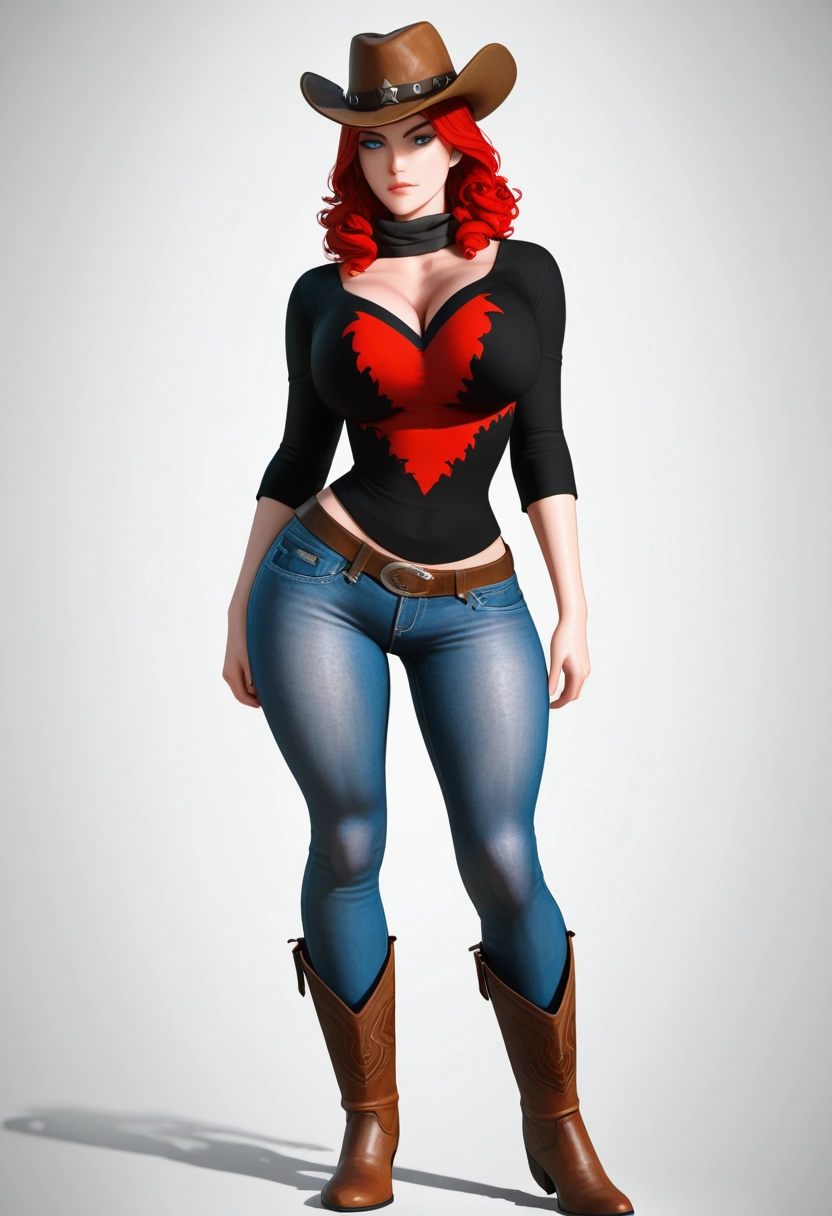 1girl, breasts, solo, denim, jeans, cowboy boots · Yamete.gg