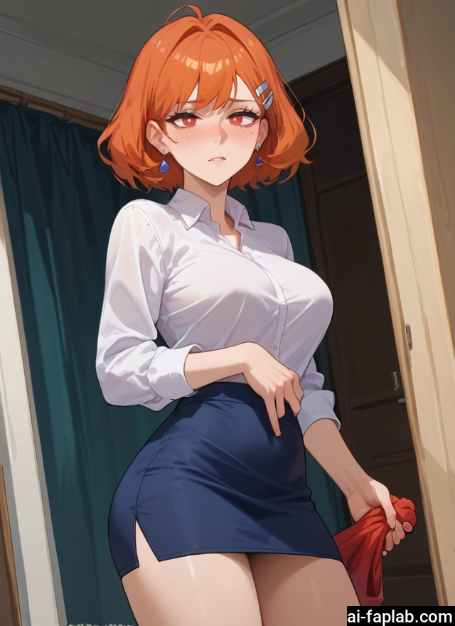1girl, skirt, jewelry, breasts, earrings, shirt