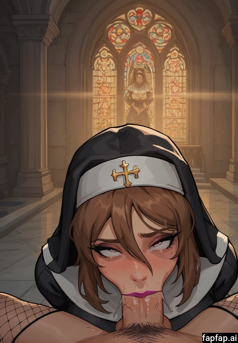 church, nun, makeup, stained glass, penis, oral · Yamete.gg