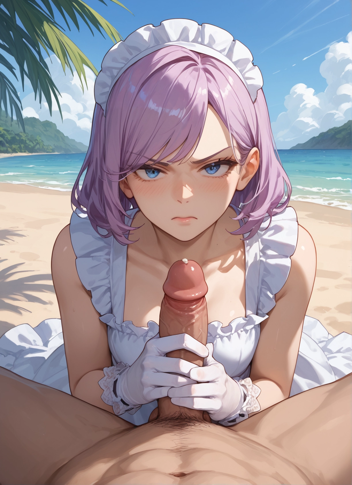 1girl, 1boy, hetero, penis, gloves, blue eyes · Yamete.gg