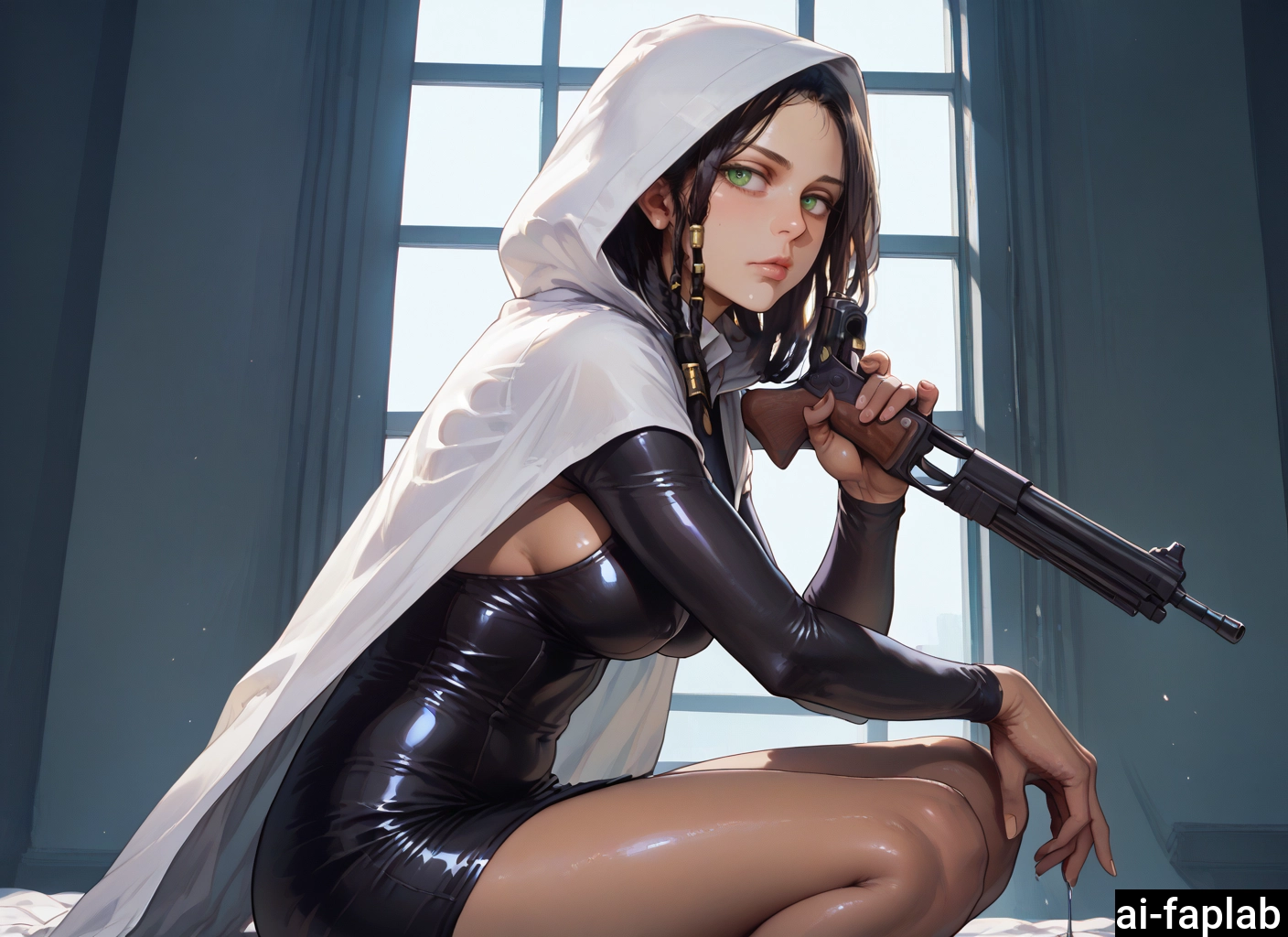 1girl, solo, dark-skinned female, breasts, weapon, dark skin · Yamete.gg