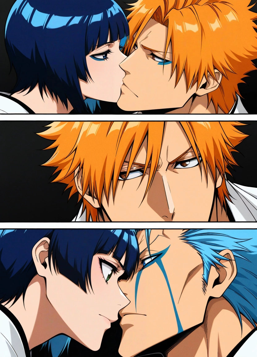 1girl, hetero, orange hair, blue eyes, blue hair, short hair · Yamete.gg