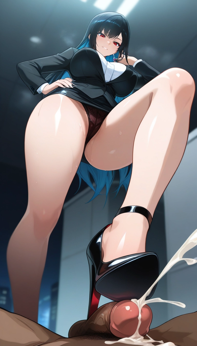 1girl, breasts, cum, femdom, high heels, underwear · Yamete.gg