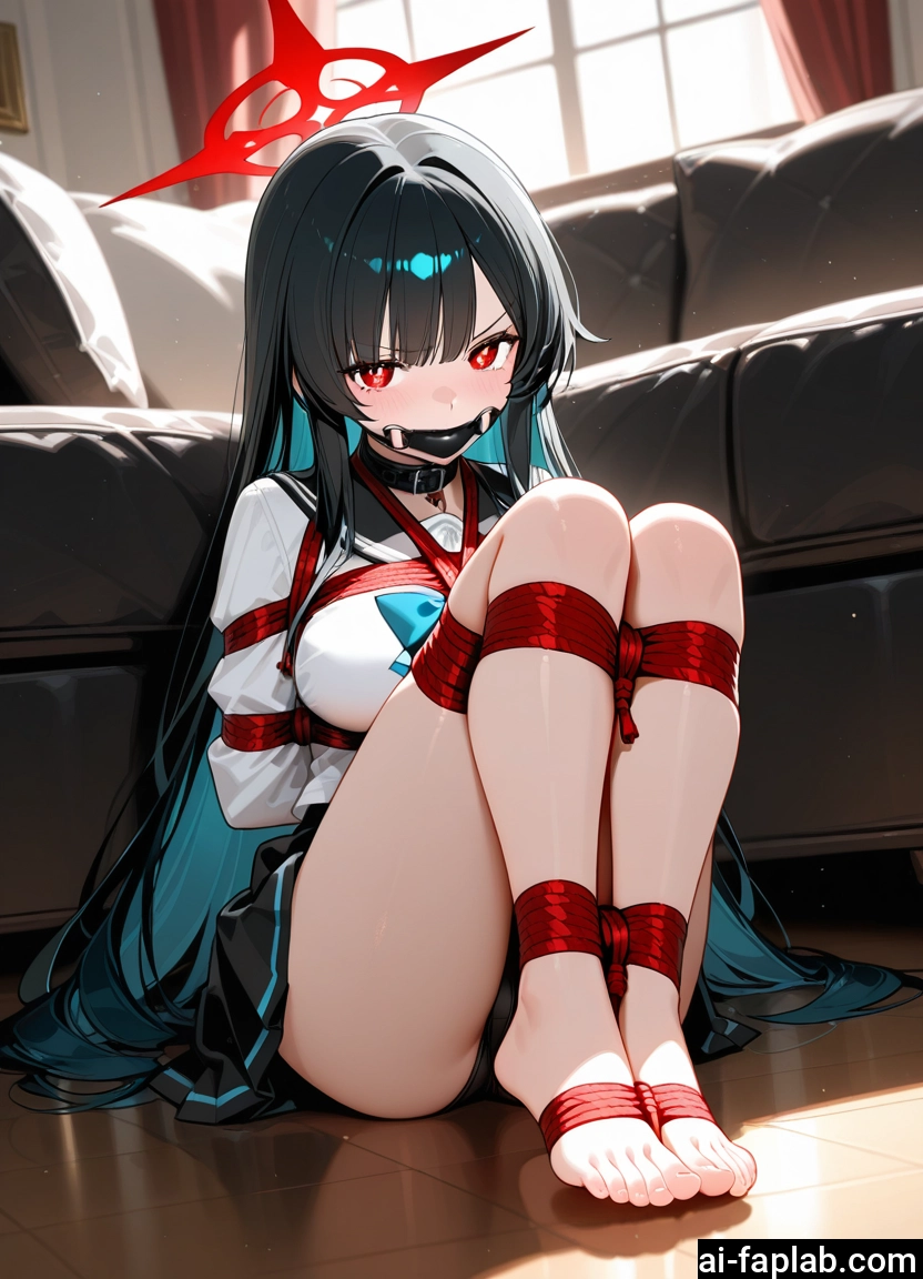 1girl, red eyes, long hair, bound, bdsm, skirt · Yamete.gg
