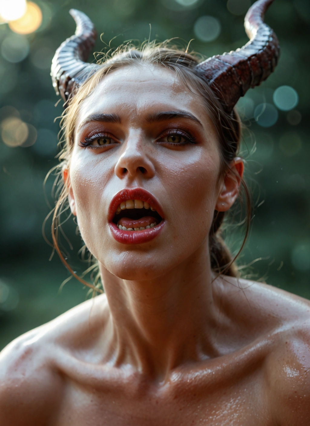 horns, solo, 1girl, open mouth, teeth, looking at viewer · Yamete.gg