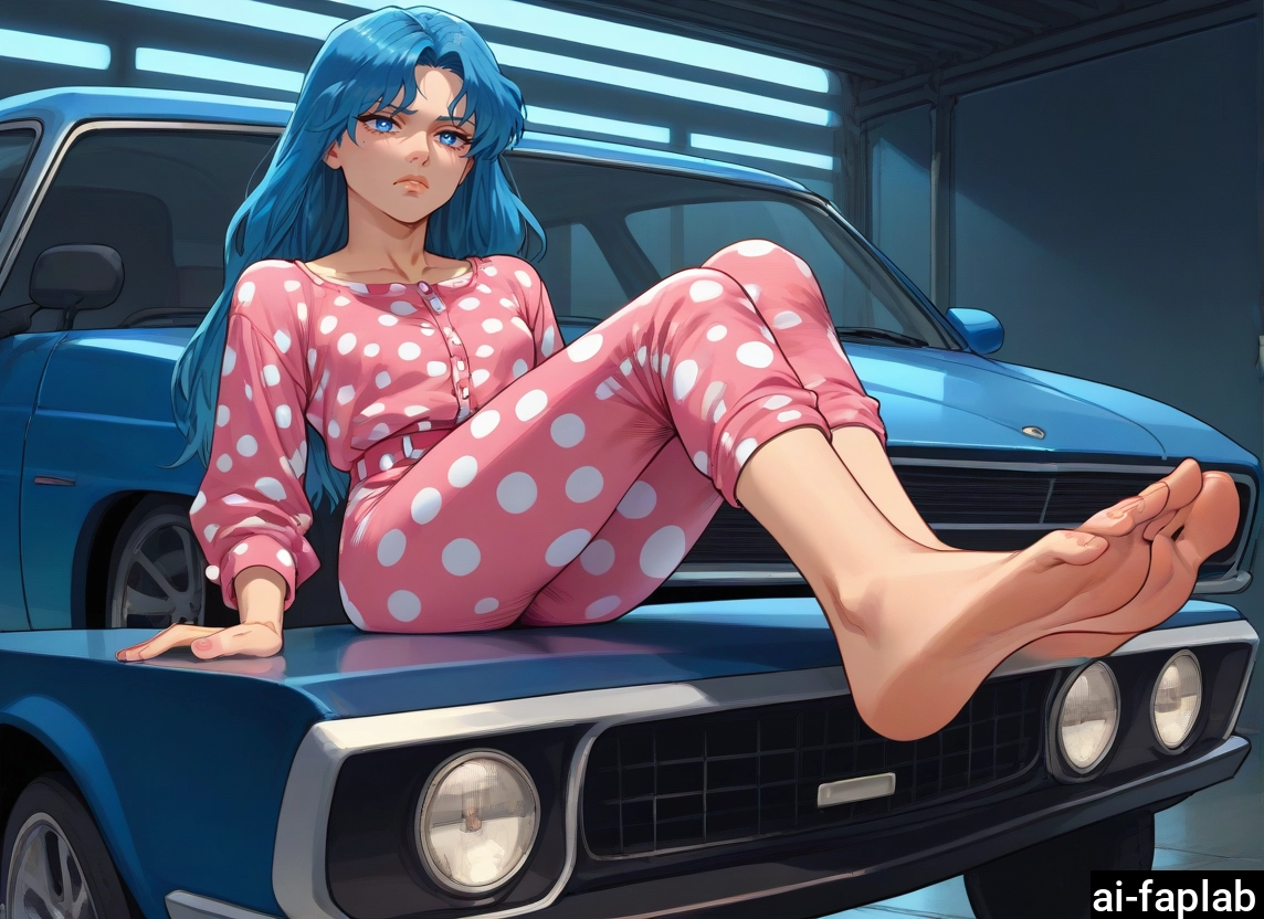1girl, barefoot, feet, blue eyes, ground vehicle, motor vehicle · Yamete.gg