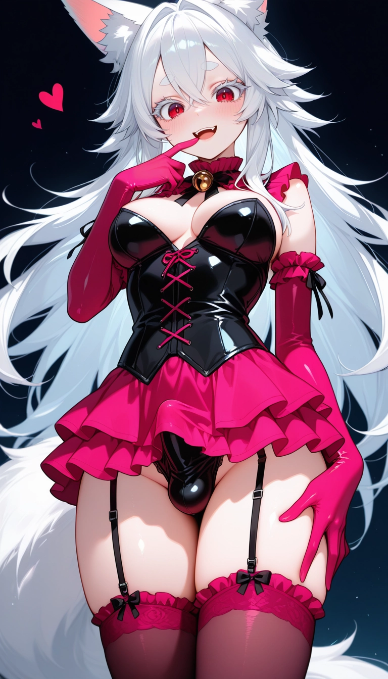 1girl, thighhighs, solo, gloves, breasts, red eyes