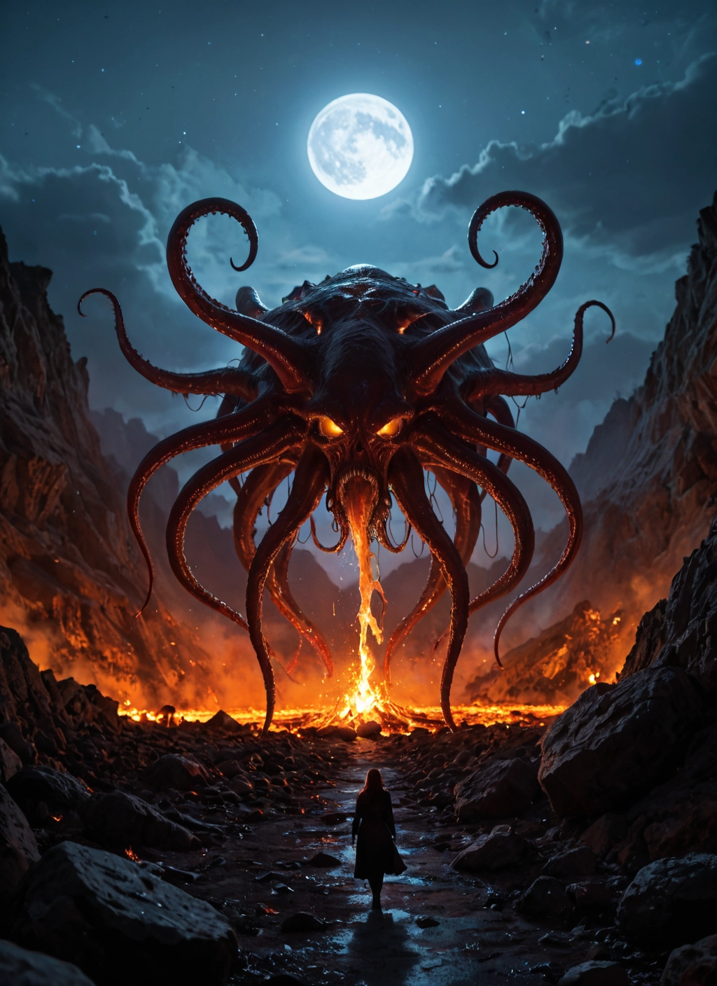 moon, tentacles, full moon, sky, night, cloud · Yamete.gg