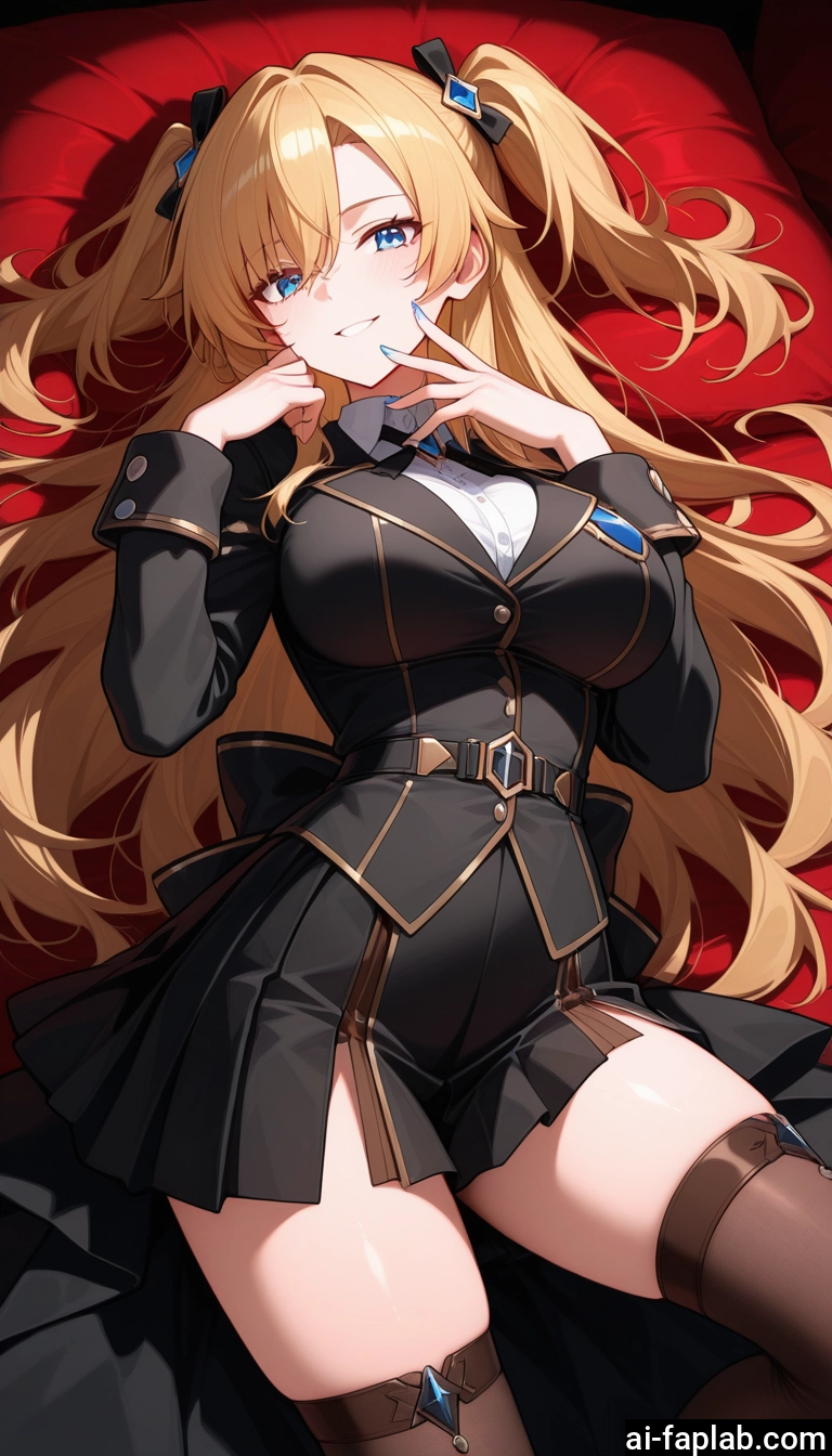 1girl, breasts, thighhighs, blonde hair, blue eyes, long hair · Yamete.gg