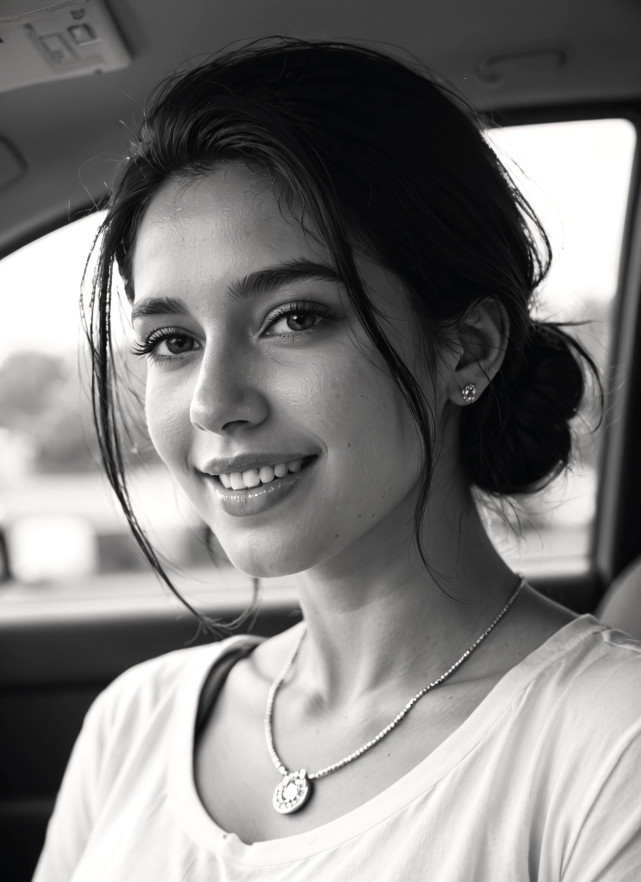 1girl, greyscale, monochrome, solo, jewelry, earrings · Yamete.gg
