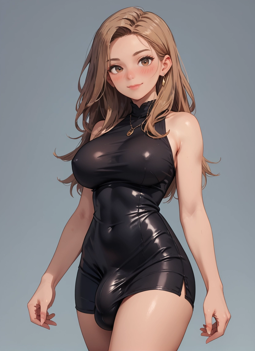 futanari, 1girl, breasts, solo, jewelry, earrings · Yamete.gg