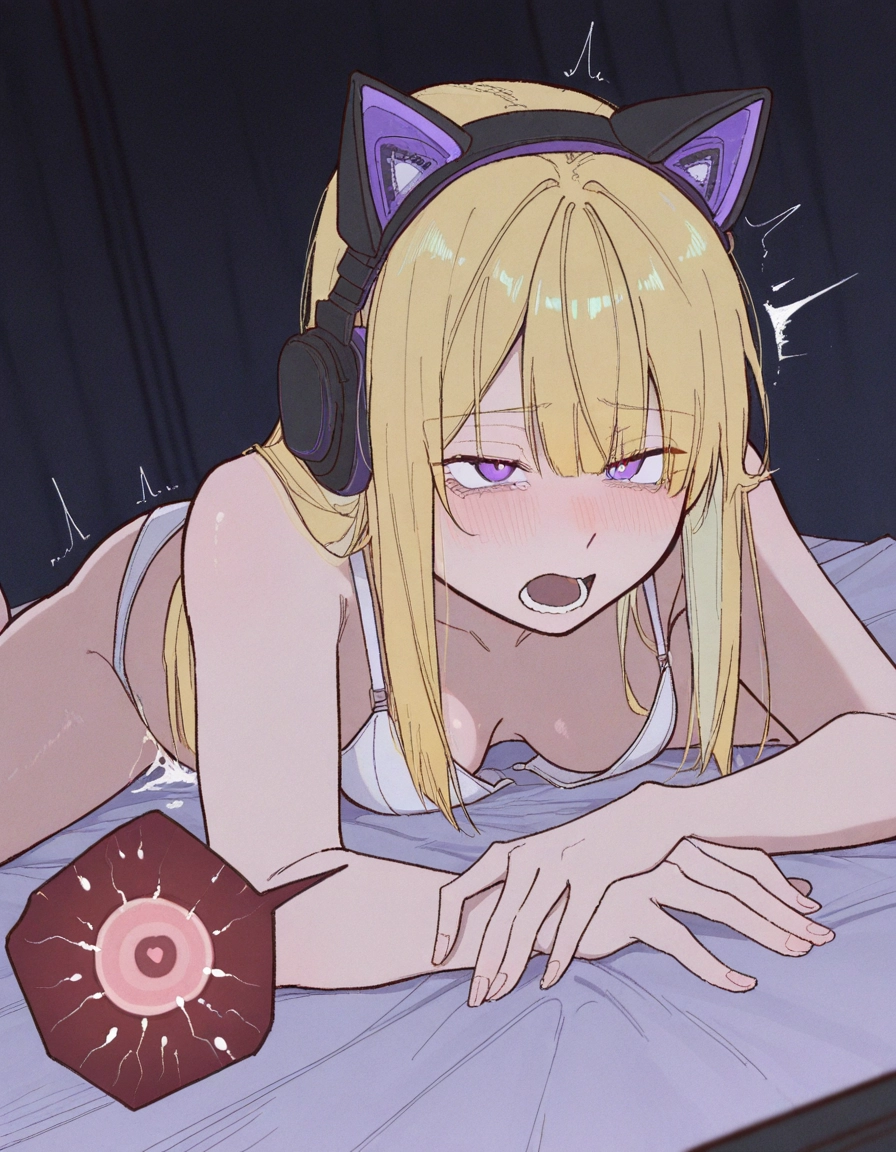 1girl, blonde hair, impregnation, underwear, ovum, fertilization
