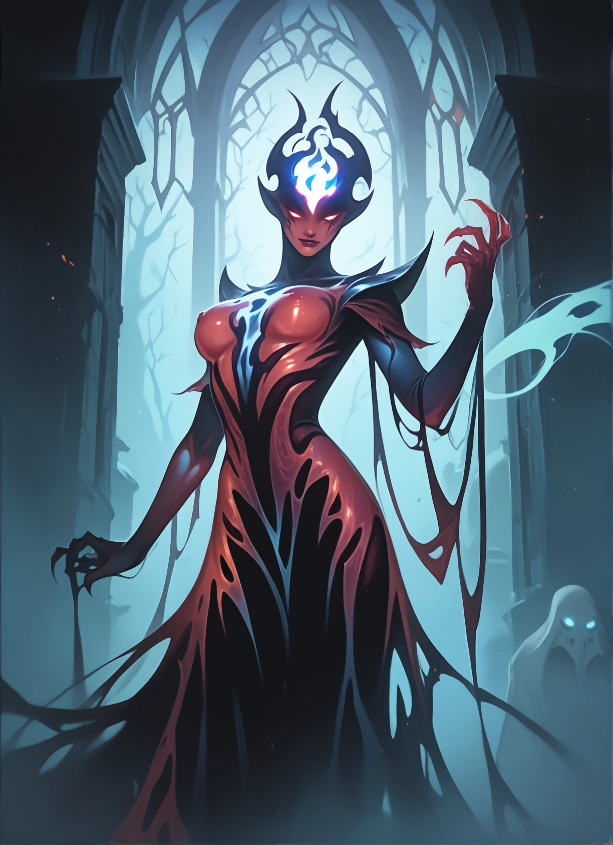 breasts, 1girl, glowing, medium breasts, nipples, solo · Yamete.gg