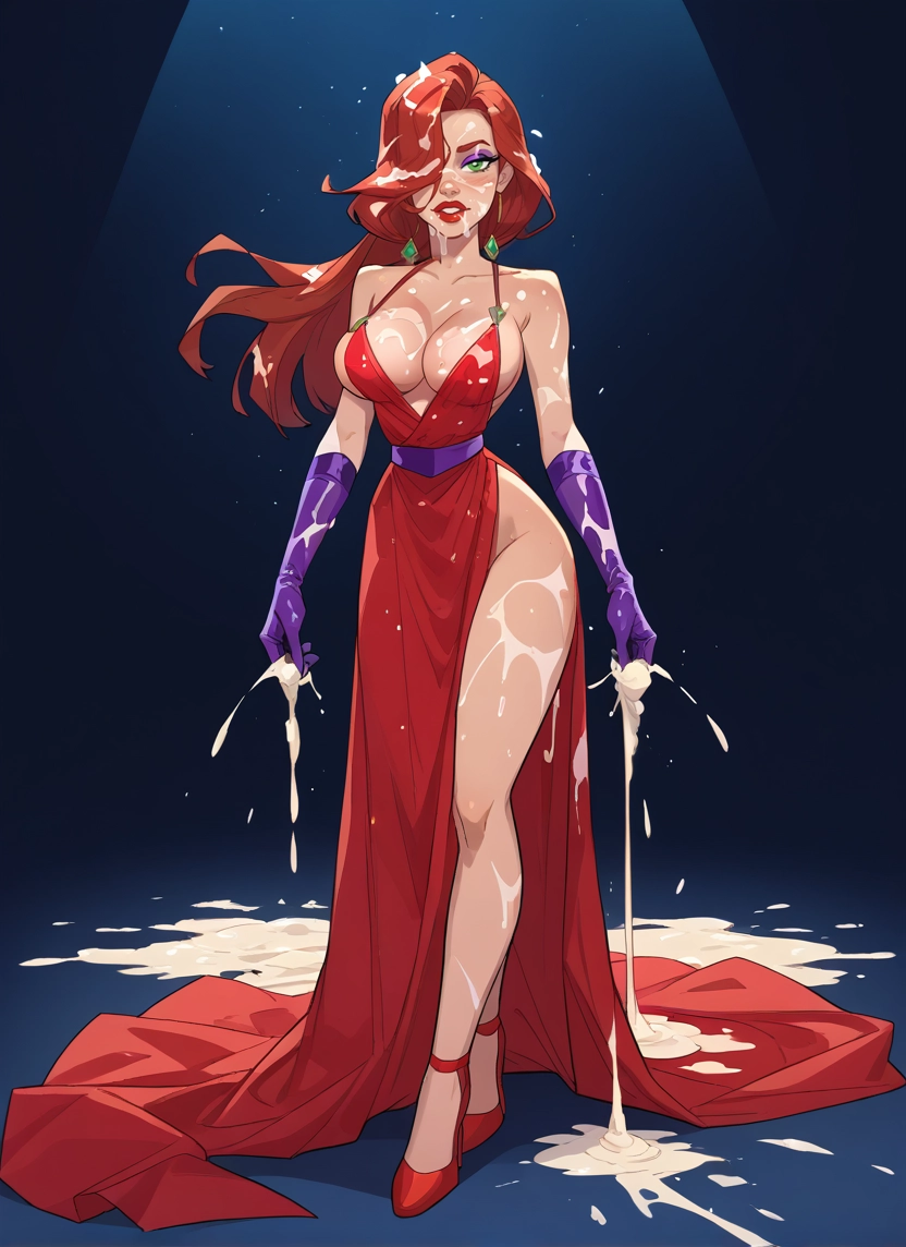 1girl, breasts, dress, gloves, green eyes, solo · Yamete.gg