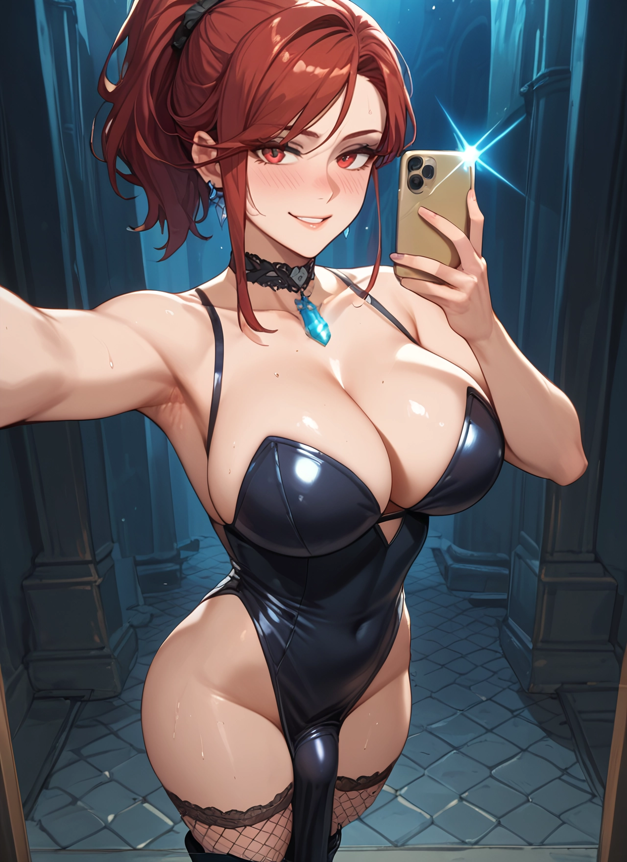 futanari, breasts, 1girl, phone, large breasts, selfie · Yamete.gg
