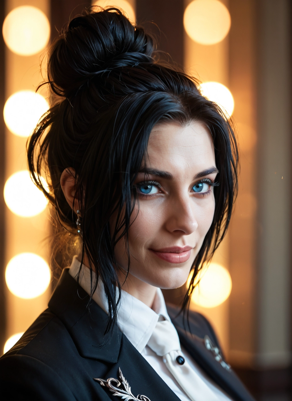 1girl, solo, blue eyes, black hair, jewelry, earrings · Yamete.gg