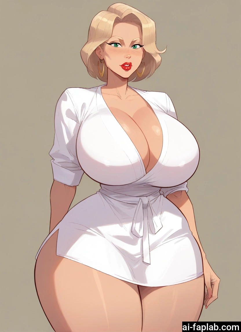 1girl, breasts, jewelry, earrings, cleavage, green eyes · Yamete.gg