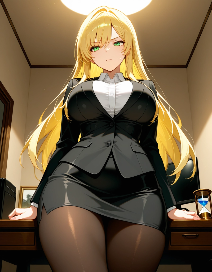 1girl, blonde hair, solo, long hair, breasts, skirt · Yamete.gg