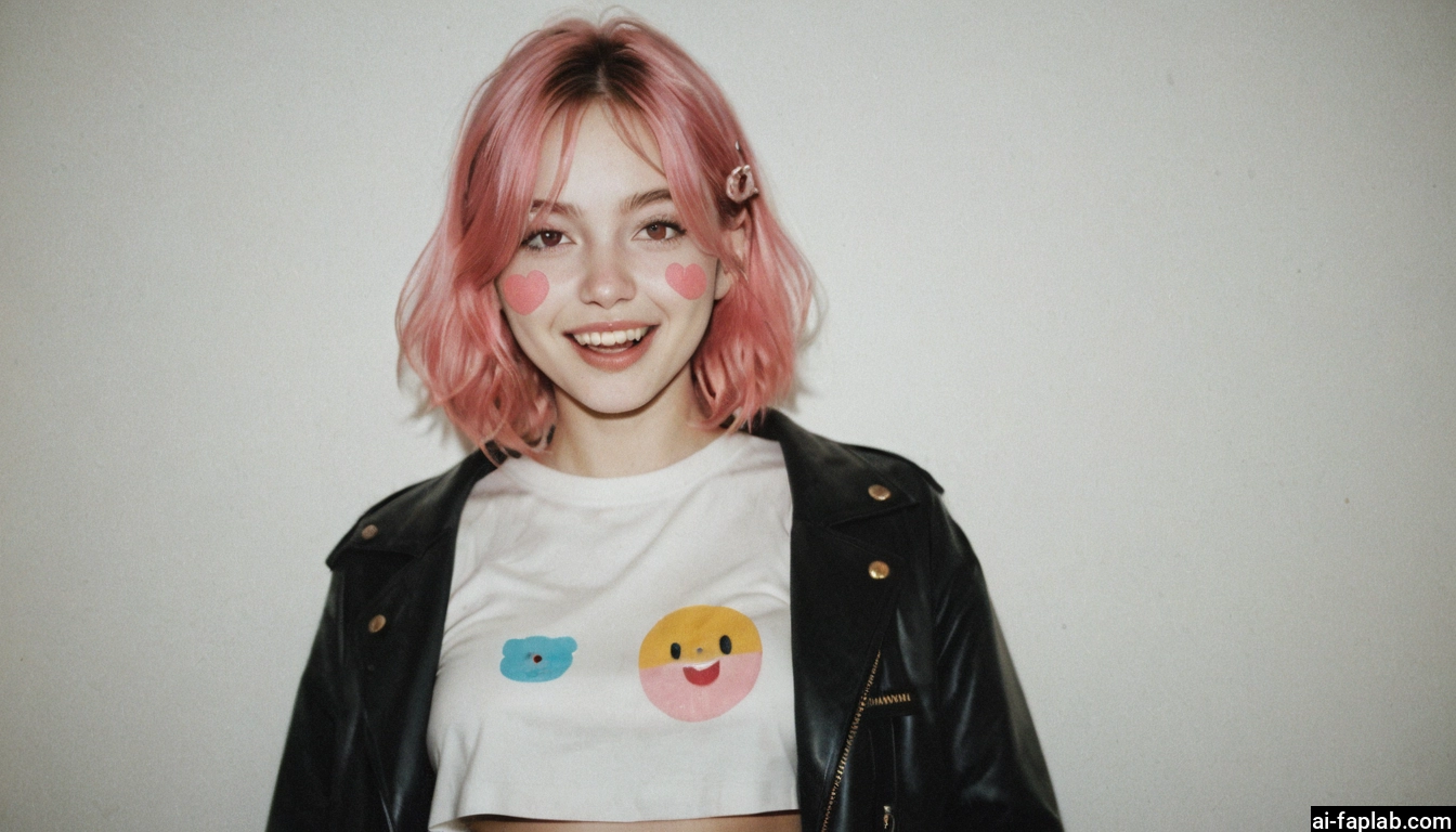 1girl, solo, pink hair, jacket, heart, smile · Yamete.gg
