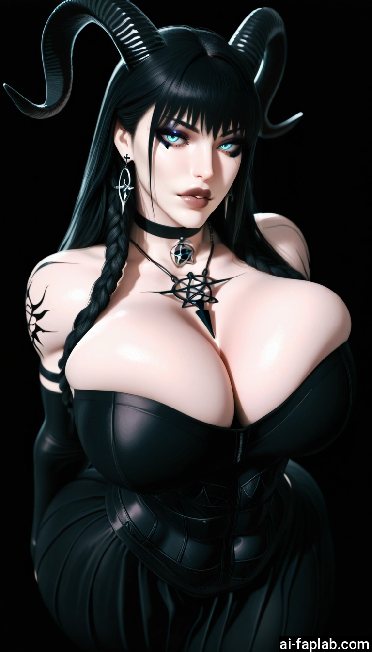 1girl, breasts, horns, jewelry, earrings, tattoo · Yamete.gg
