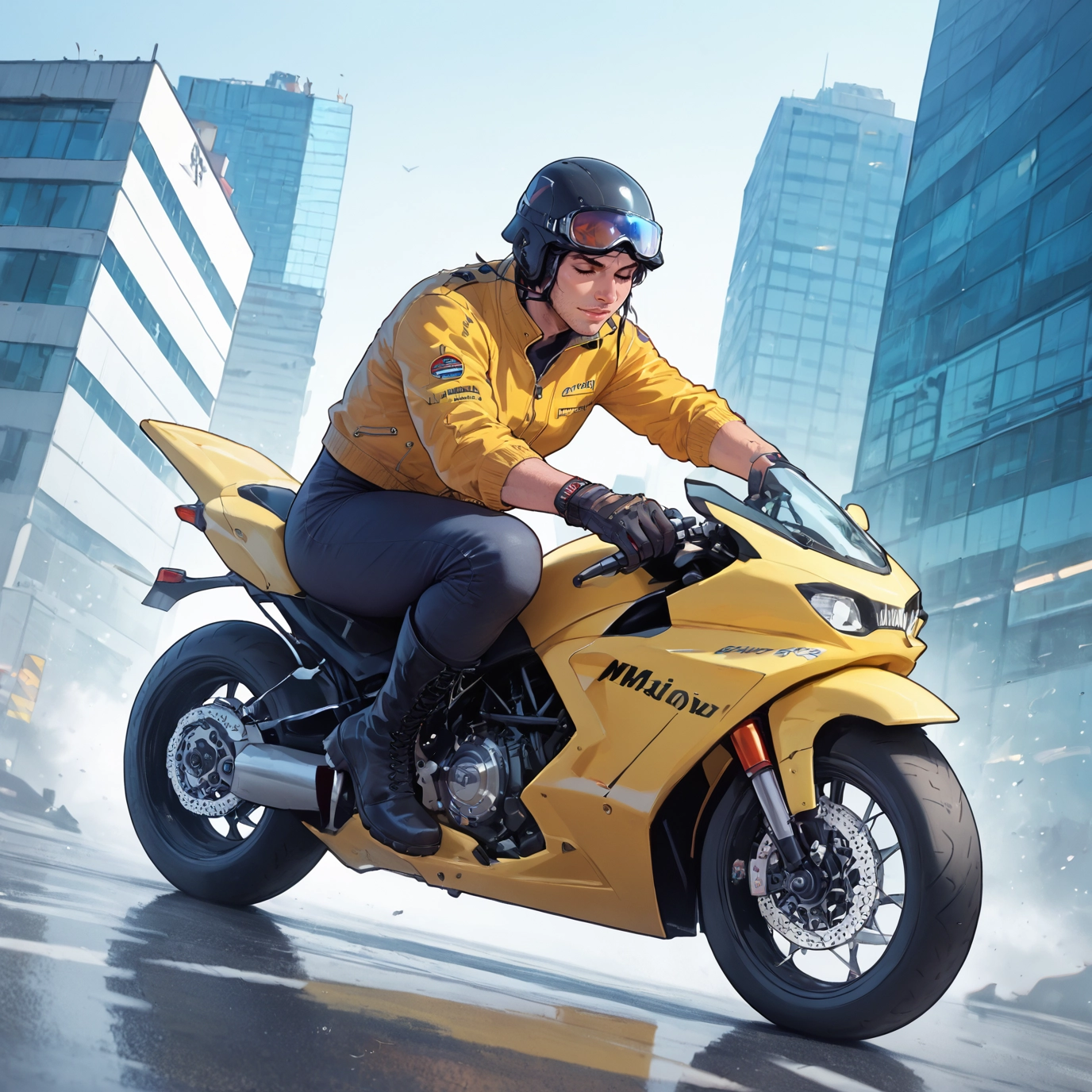 1girl, ground vehicle, motor vehicle, motorcycle, boots, helmet · Yamete.gg