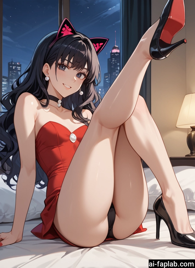 1girl, underwear, panties, long hair, high heels, smile · Yamete.gg