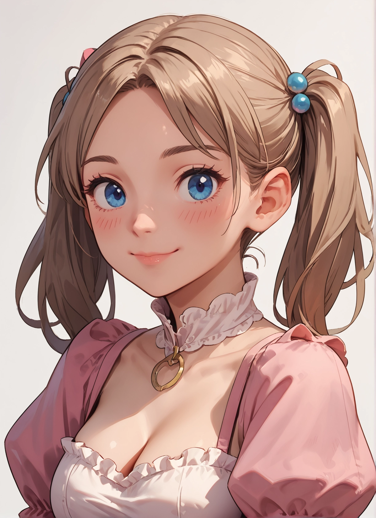1girl, solo, breasts, blue eyes, twintails, cleavage · Yamete.gg