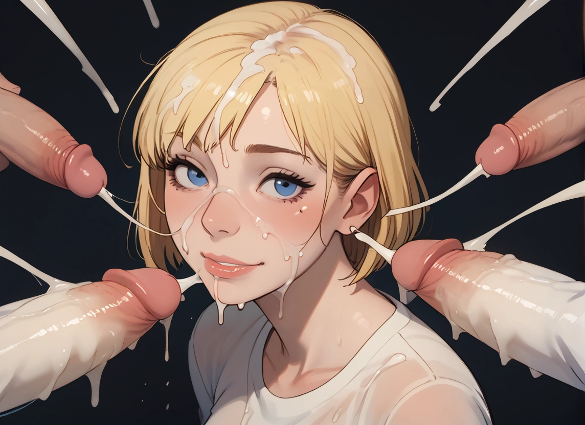 1girl, penis, cum, blonde hair, blue eyes, uncensored · Yamete.gg