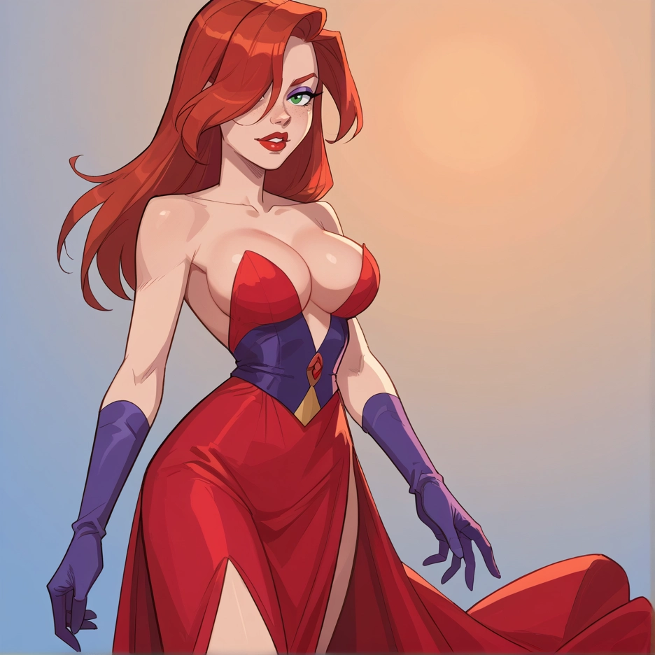 1girl, breasts, gloves, dress, solo, green eyes · Yamete.gg