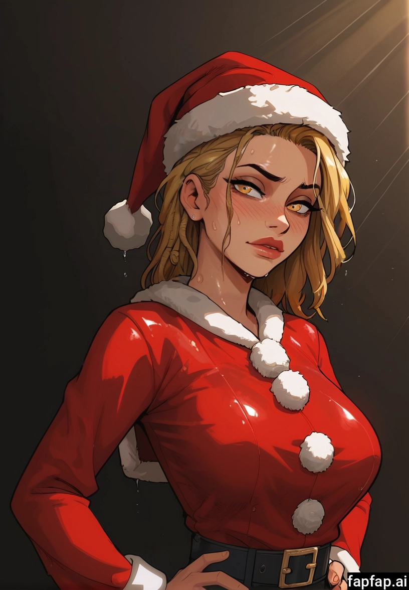 1girl, solo, hat, blonde hair, belt, santa hat · Yamete.gg