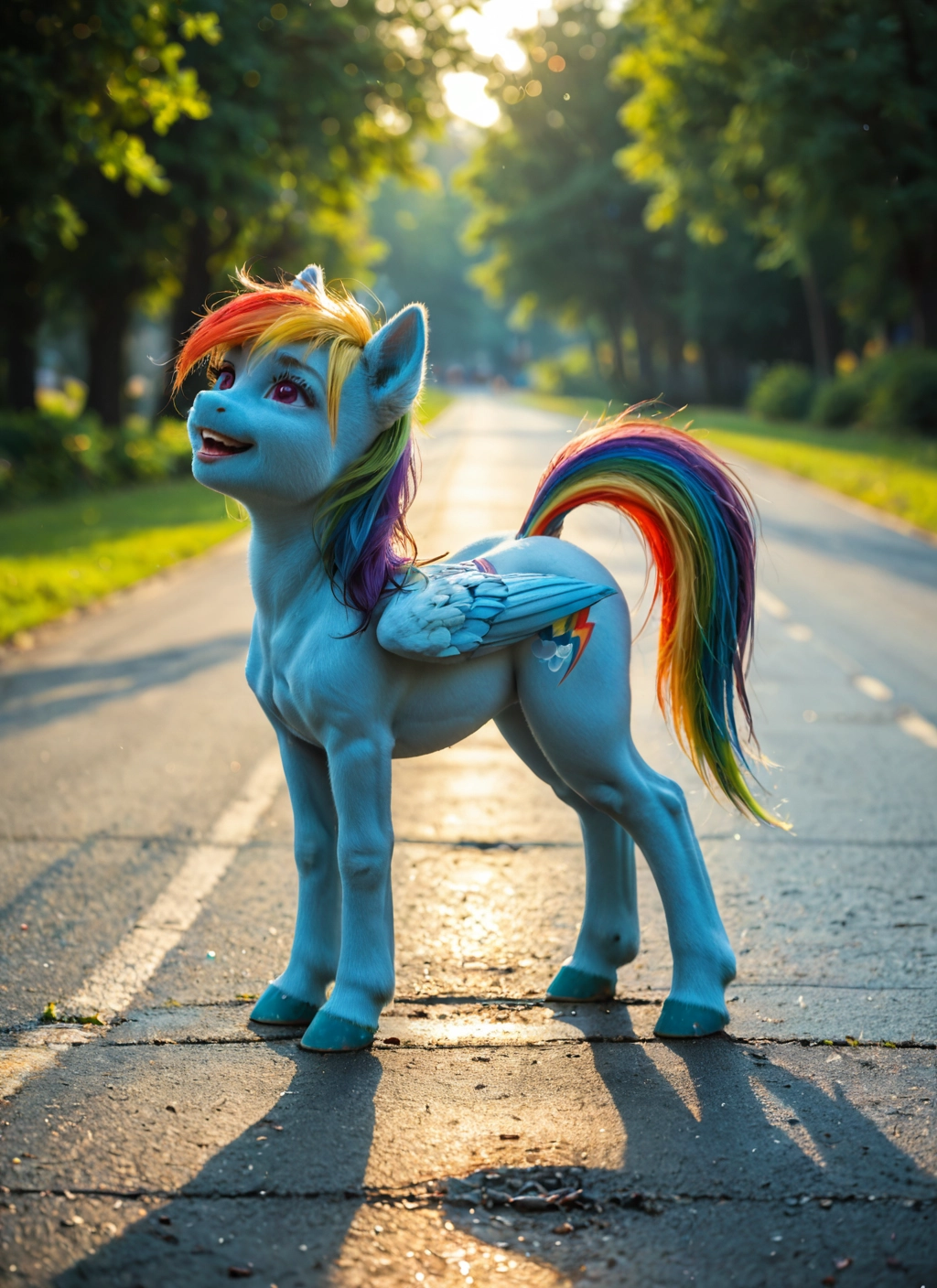 furry, solo, outdoors, no humans, day, open mouth
