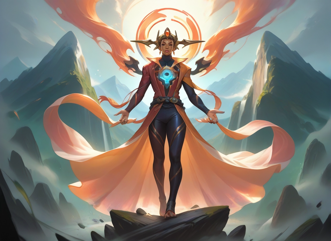 solo, mountain, 1girl, dark skin, jewelry, halo · Yamete.gg