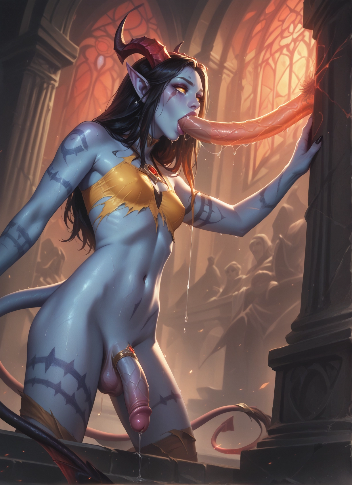 yaoi, futanari, penis, horns, oral, colored skin · Yamete.gg
