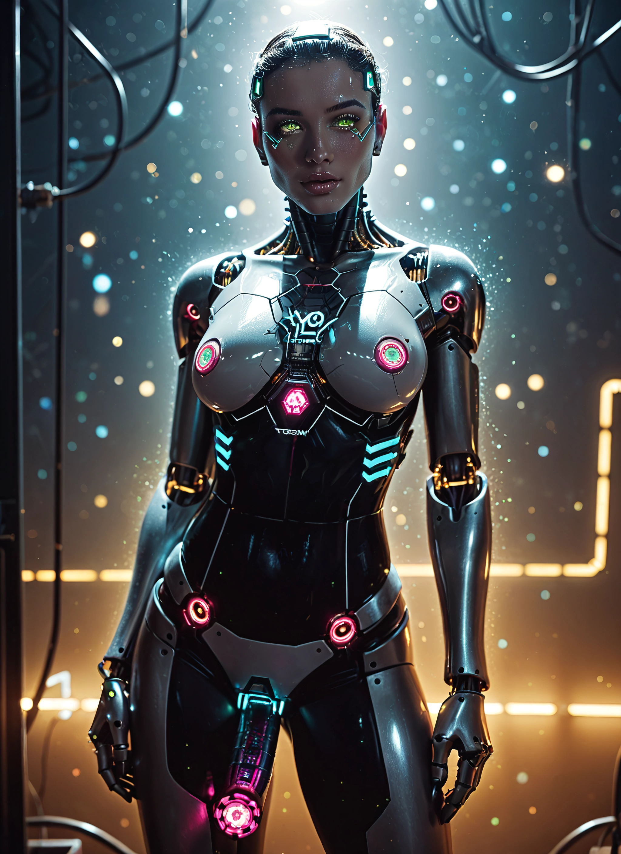 1girl, solo, green eyes, dark-skinned female, looking at viewer, breasts · Yamete.gg