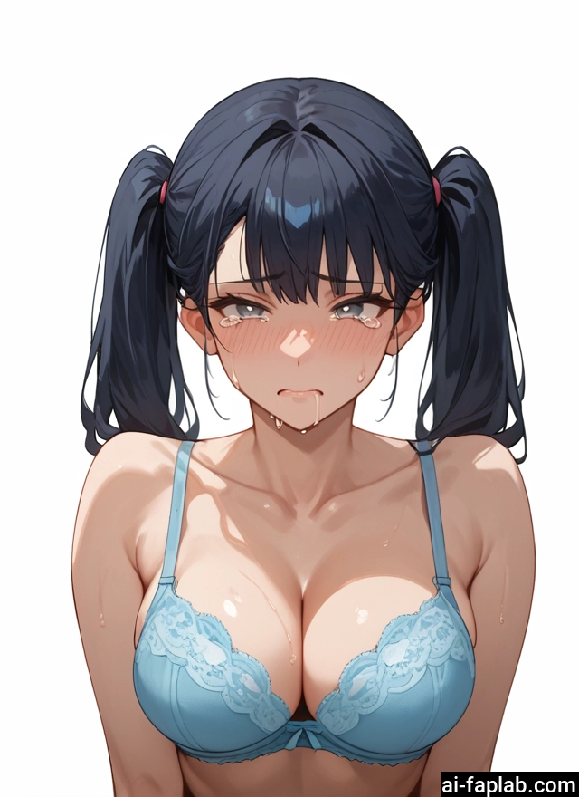 1girl, breasts, bra, underwear, twintails, solo