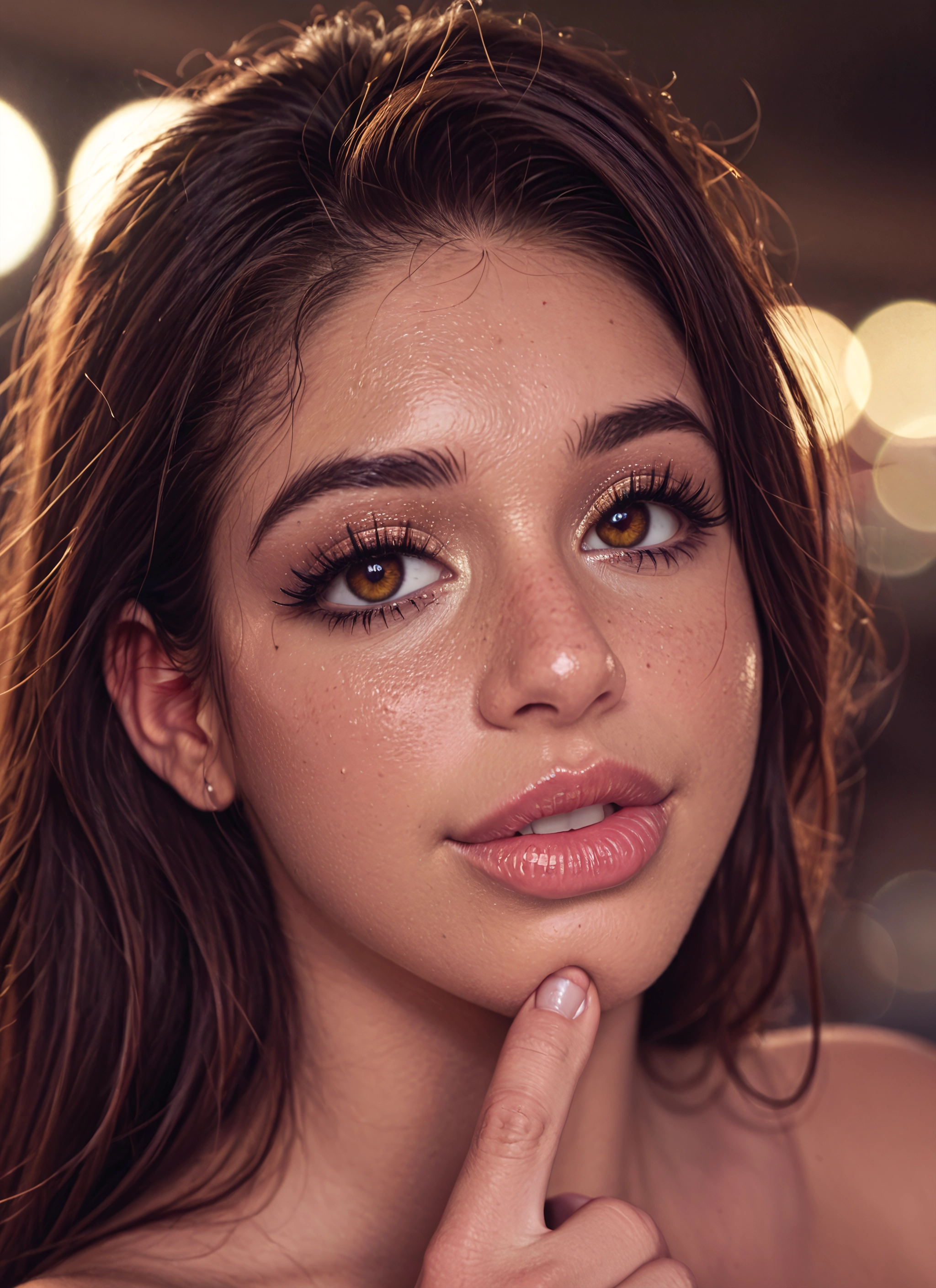 1girl, solo, brown eyes, looking at viewer, brown hair, freckles · Yamete.gg